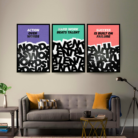 Action to Success Trilogy Wall Art