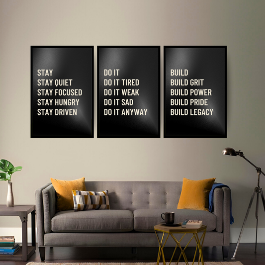 Stay, Do & Build Trio Wall Art