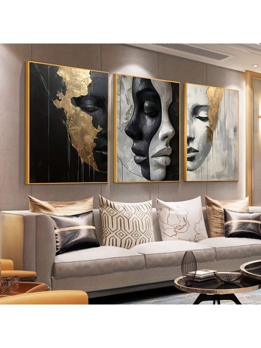 African Face Cuts Women – 3 Panel Wall Art